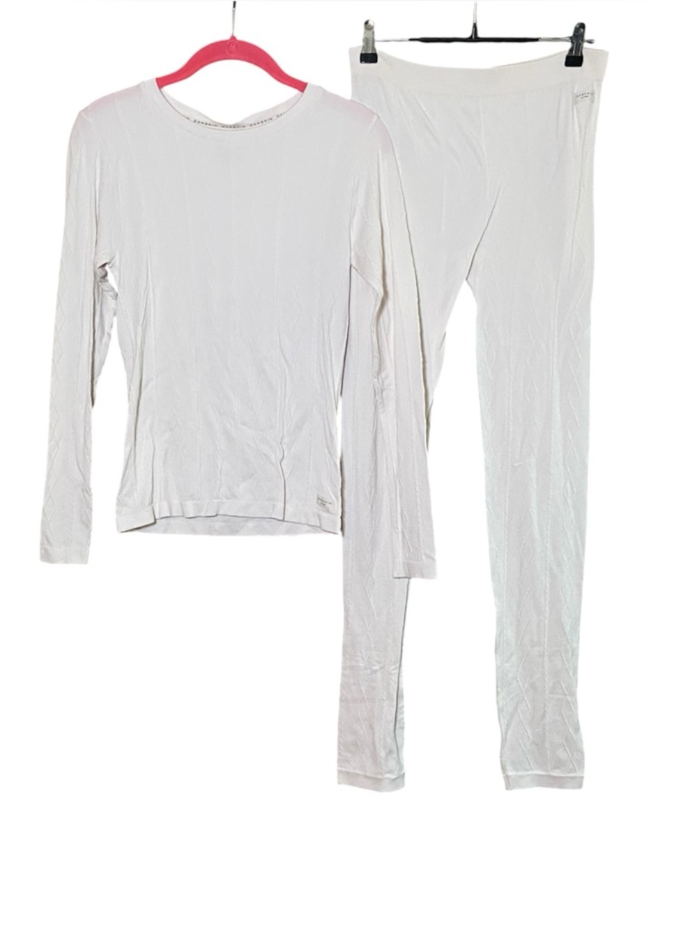 Danskin 2 Piece Cable Knit Loungewear Pajama Set Womens Large White Soft Cozy